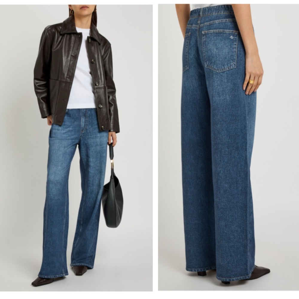 rag & bone Wide-Leg High-Rise Blue Jeans
